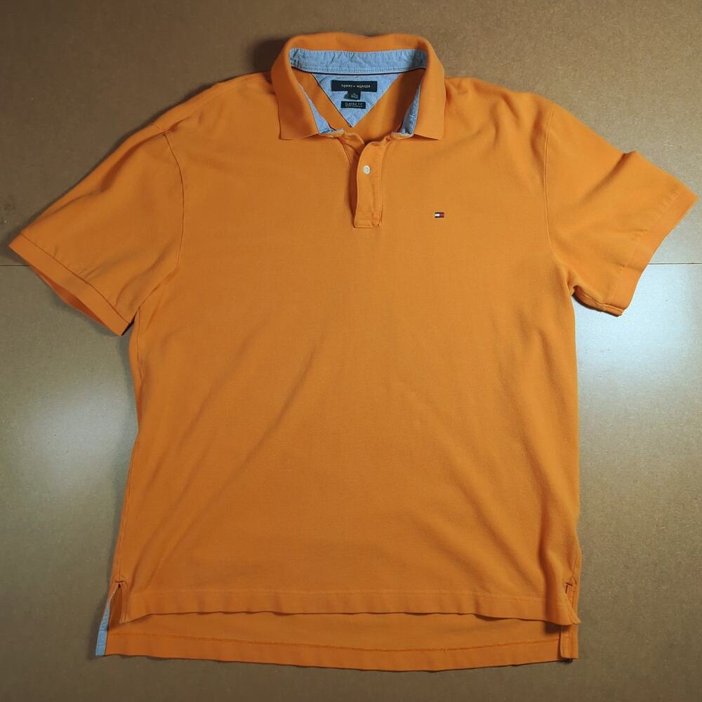 Tommy Hilfiger Men’s XL Orange Polo Classic Fit Preppy Country Club